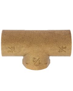3/4" x 3/4" x 1/2" C x C x F Cast Brass Tee (Lead Free)