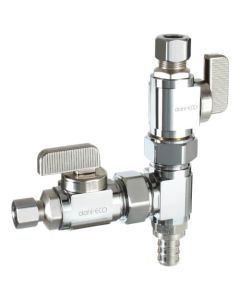 1/2" PEX Crimp x 3/8" OD Comp x 1/4" OD Comp Dual Shut-Off Valve (Lead Free)