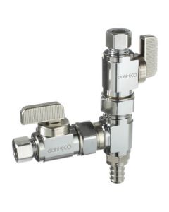 1/2" PEX Crimp x 3/8" OD Comp x  3/8" OD Comp Dual Shut-Off Valve (Lead Free)