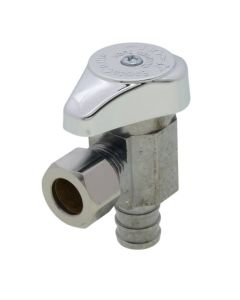 1/2" PEX Crimp x 3/8" OD Comp 1/4 Turn Supply Angle Stop (Chrome Plated)