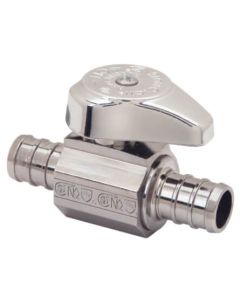 1/2" PEX Crimp x 1/2" PEX Crimp 1/4 Turn Supply Straight Stop (Chrome Plated)