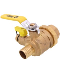 1-1/2" PEX Crimp x FNPT Union Pro-Pal Ball Valve w/ Drain & Reversible Handle (Lead Free)