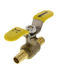 1/2" PEX Crimp Brass Ball Valve w/ Stainless Steel Wing Style "T" Handle & Adjustable Packing Gland