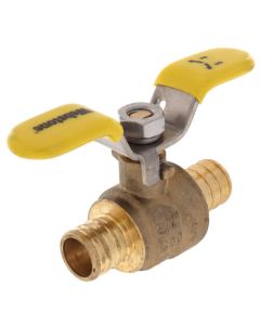 3/4" PEX Crimp Brass Ball Valve w/ Stainless Steel Wing Style "T" Handle & Adjustable Packing Gland
