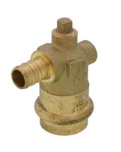 1/2" x 3/4" PEX Crimp x Copper Press Brass Dual Vent Elbow (Lead Free)