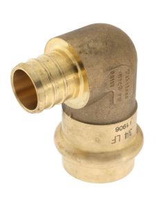 3/4" PEX Crimp x Copper Press Brass 90° Elbow (Lead Free)