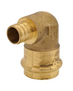 3/4" x 1" PEX Crimp x Copper Press Brass 90-degree Transition Elbow (Lead Free)