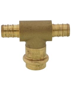 1/2" PEX Crimp × PEX Crimp × Press Brass Transition Tee (LF)