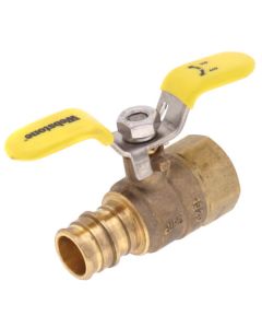 3/4" Expansion PEX x FNPT FP Brass Ball Valve w/ Stainless Steel Wing Style "T" Handle & Adjustable Packing Gland