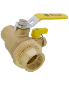 1-1/2" Threaded x 1-1/2" Sweat Pro-Pal Union Full Port Ball Valve w/ Hose Drain