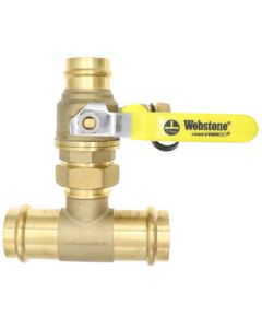 1-1/4" x 1-1/2" Press T-Union Full Port Ball Drain Valve (Lead Free)