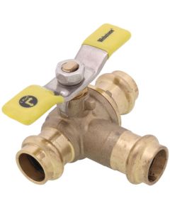 1/2" Press 3-Way DZR Brass Ball Valve w/ L-Port (Lead Free)