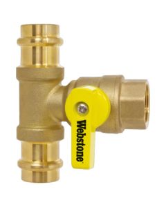 1/2" FIP x 3/4 Press Run Brass Ball Valve