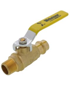 1/2" Press x MIP Full Port Forged DZR Brass Ball Valve w/ Reversible Handle & Adjustable Packing Gland (Lead Free)