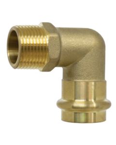 3/4" Copper Press x 1/2" MIP Forged DZR Brass Transition Elbow (Lead Free)