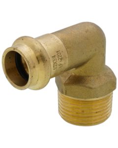 1/2" Copper Press x 3/4" MIP Forged DZR Brass Transition Elbow (Lead Free)