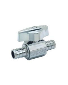 1/2" PEX Crimp x 1/2" PEX Crimp 1/4 Turn Supply Straight Stop (Chrome Plated)