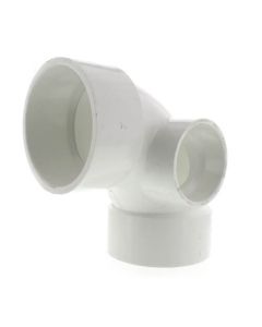 3" PVC DWV 90° Elbow (w/ 2" Side Inlet)