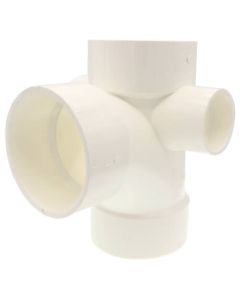 3" PVC DWV Sanitary Tee w/ 1-1/2" R and L Side Inlets