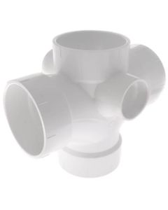 4" PVC DWV Double Sanitary Tee w/ 2" R & L Side Inlets