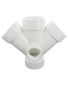 3" PVC DWV Double Wye w/ 2" Side Inlet