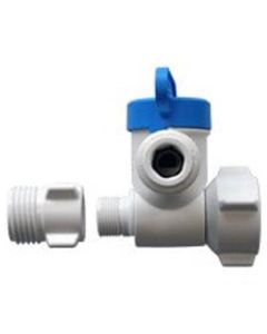 1/2" NPS x 3/8" Female Compression x 1/4" OD Angle Stop Adapter Valve (Conversion Thread)