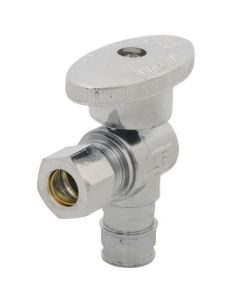 1/2" Expansion PEX x 3/8" OD Comp 1/4 Turn Angle Stop (Chrome Plated)