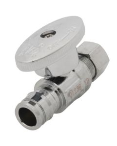 1/2" Expansion PEX x 3/8" OD Comp 1/4 Turn Straight Stop (Chrome Plated)
