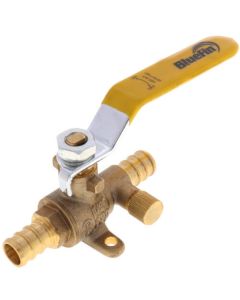 1/2" PEX Ball Valve w/ Waste Drain & Drop Ear Elbow (Lead Free)