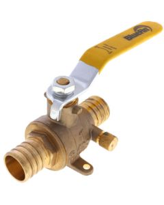 1" PEX Ball Valve w/ Waste Drain & Drop Ear Elbow (Lead Free)