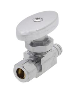 1/2" PEX x 3/8" OD Compression Straight Stop Valve, Multi Turn (Lead Free)
