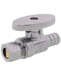 1/2" PEX x 3/8" OD Compression Straight Stop Valve (1/4 Turn) (Lead Free)