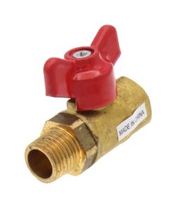 1/4" Female x 1/4" Male SMV Brass Mini Ball Valve w/ T-Handle (Lead Free)