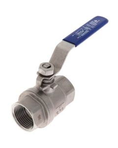 1" FPT Stainless Steel Full-Port 2-Piece Ball Valve, 1000 PSI CWP, LF